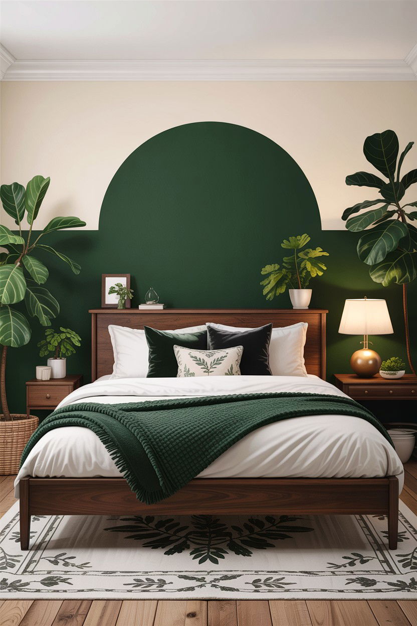 Dark green half painted wall - 30 bedroom half painted walls