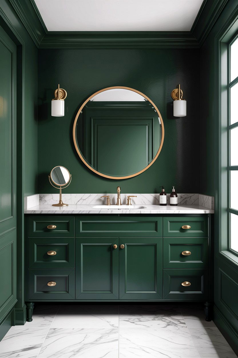 Dark green vanity - 30 green bathroom design ideas