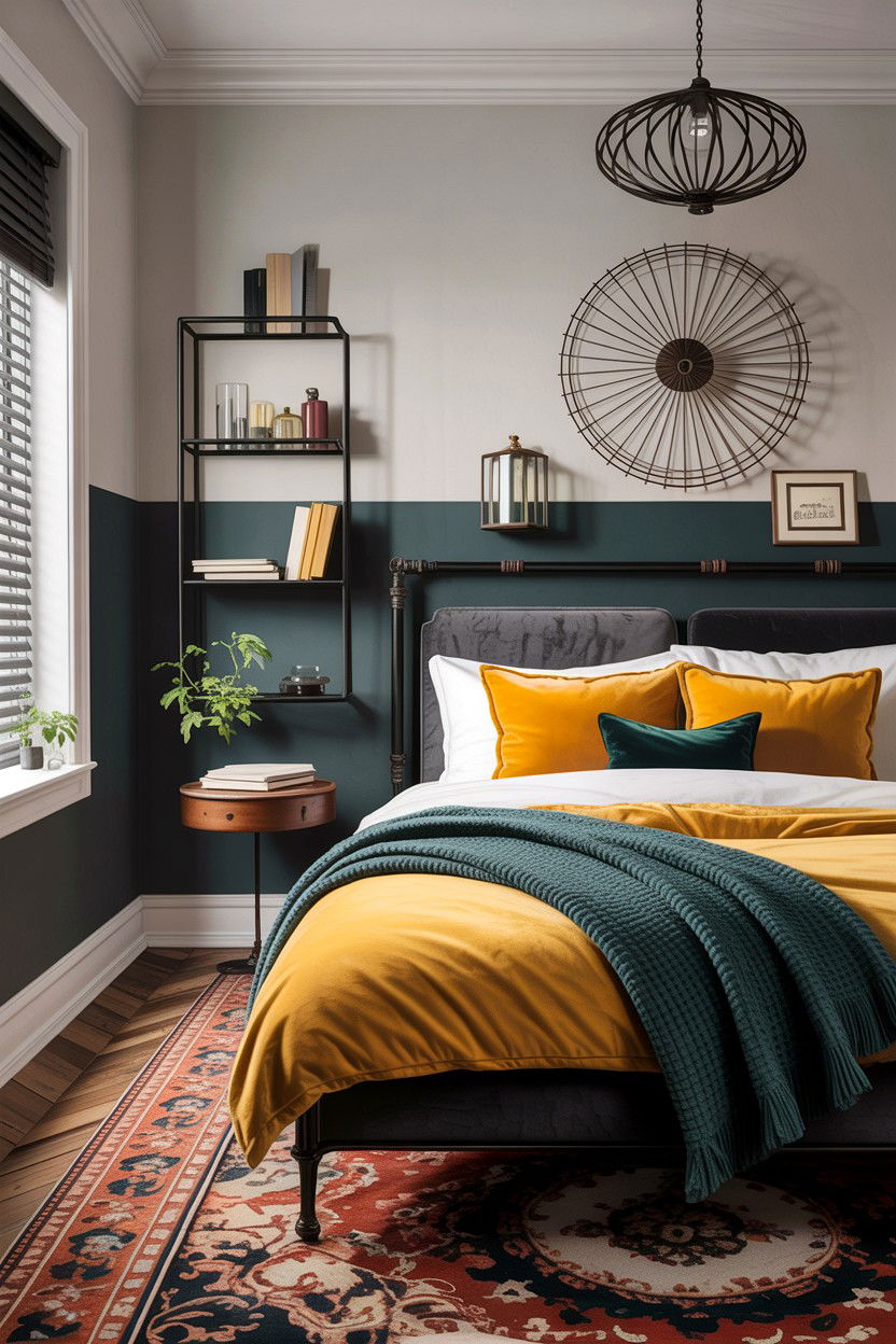 Dark grey half wall bedroom - 30 bedroom half painted walls