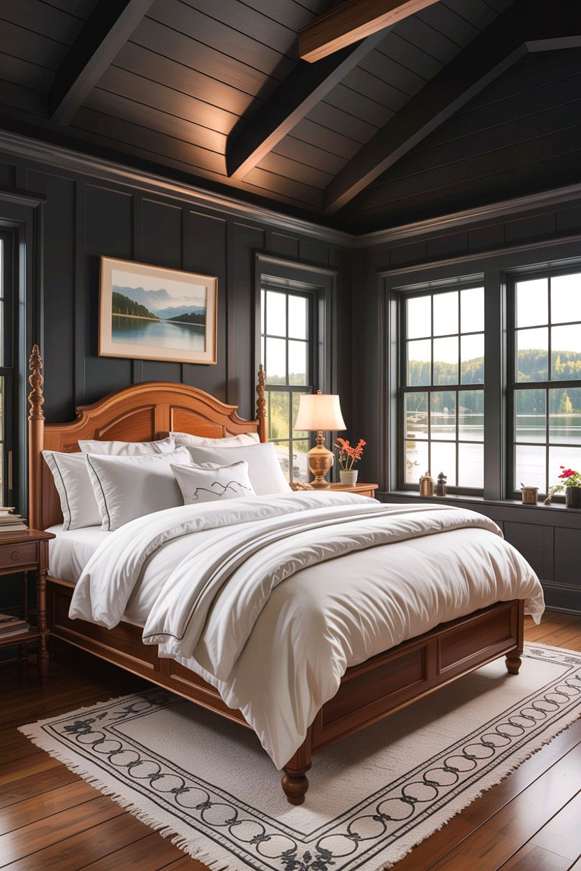 Dark lake house bedroom - 30 lake house bedroom ideas