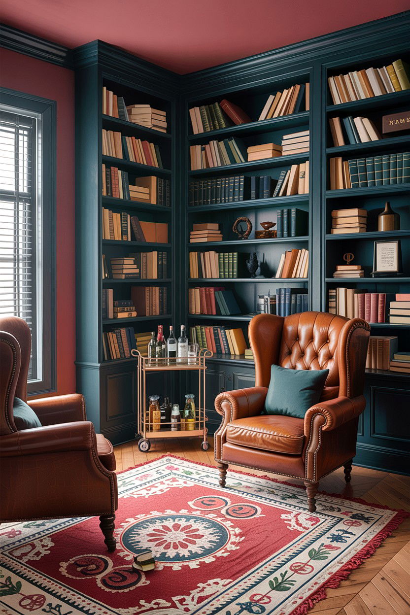 Dark library living room - 30 dark living room ideas