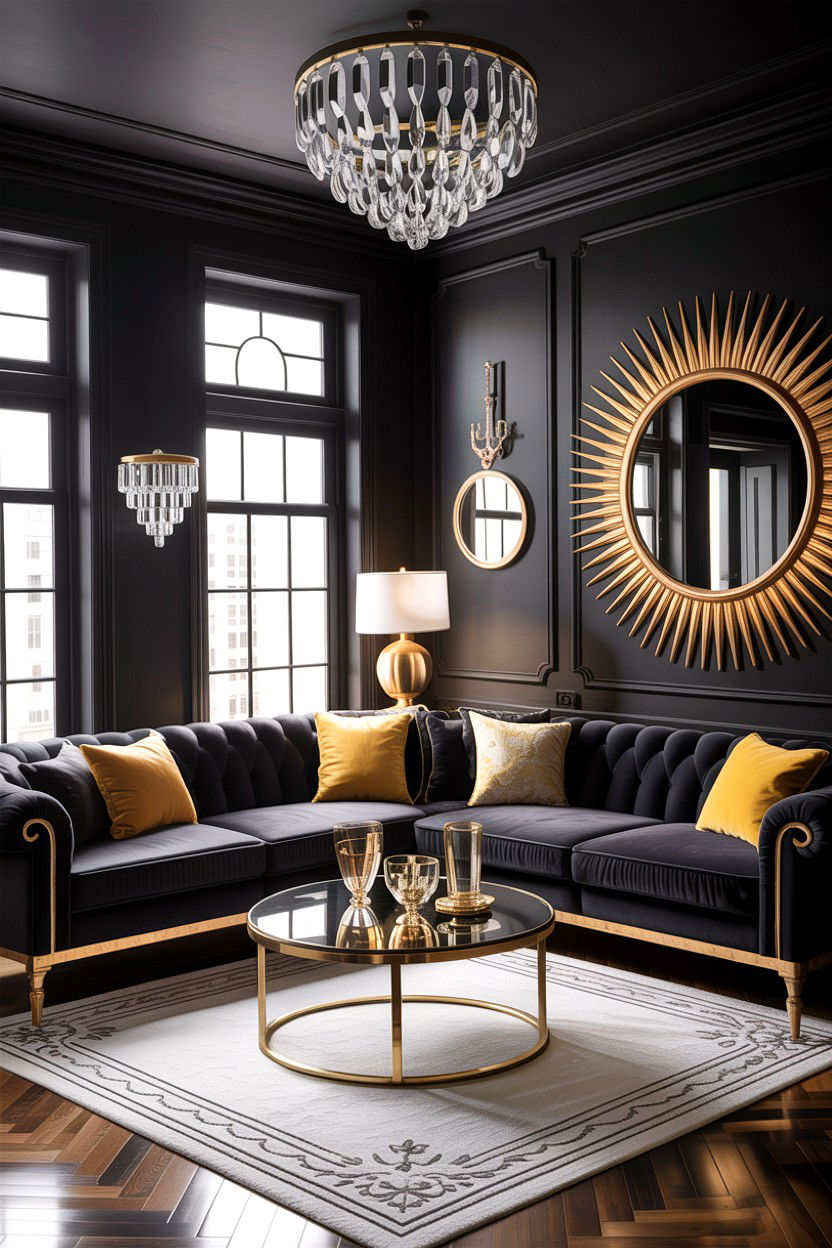 Dark living room - 30 Hollywood regency living room ideas