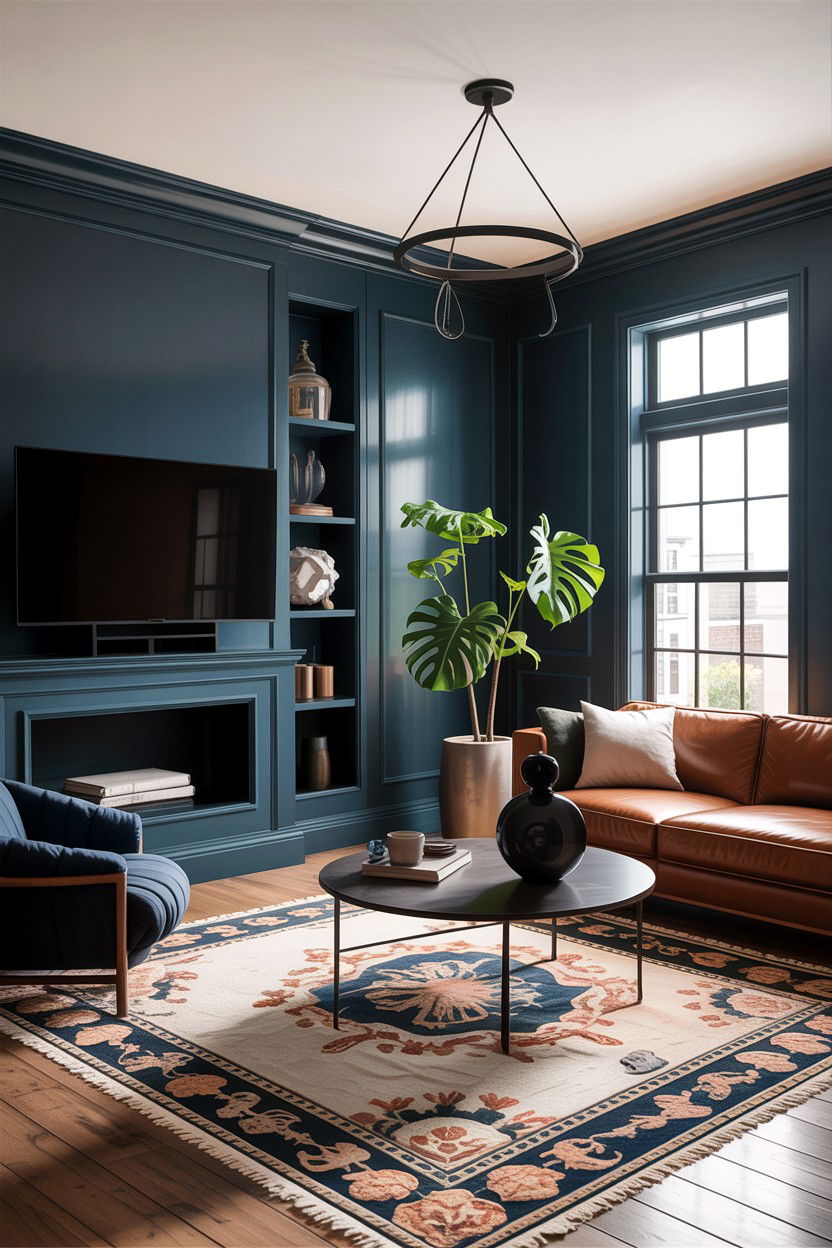 Dark open concept living room - 30 dark living room ideas