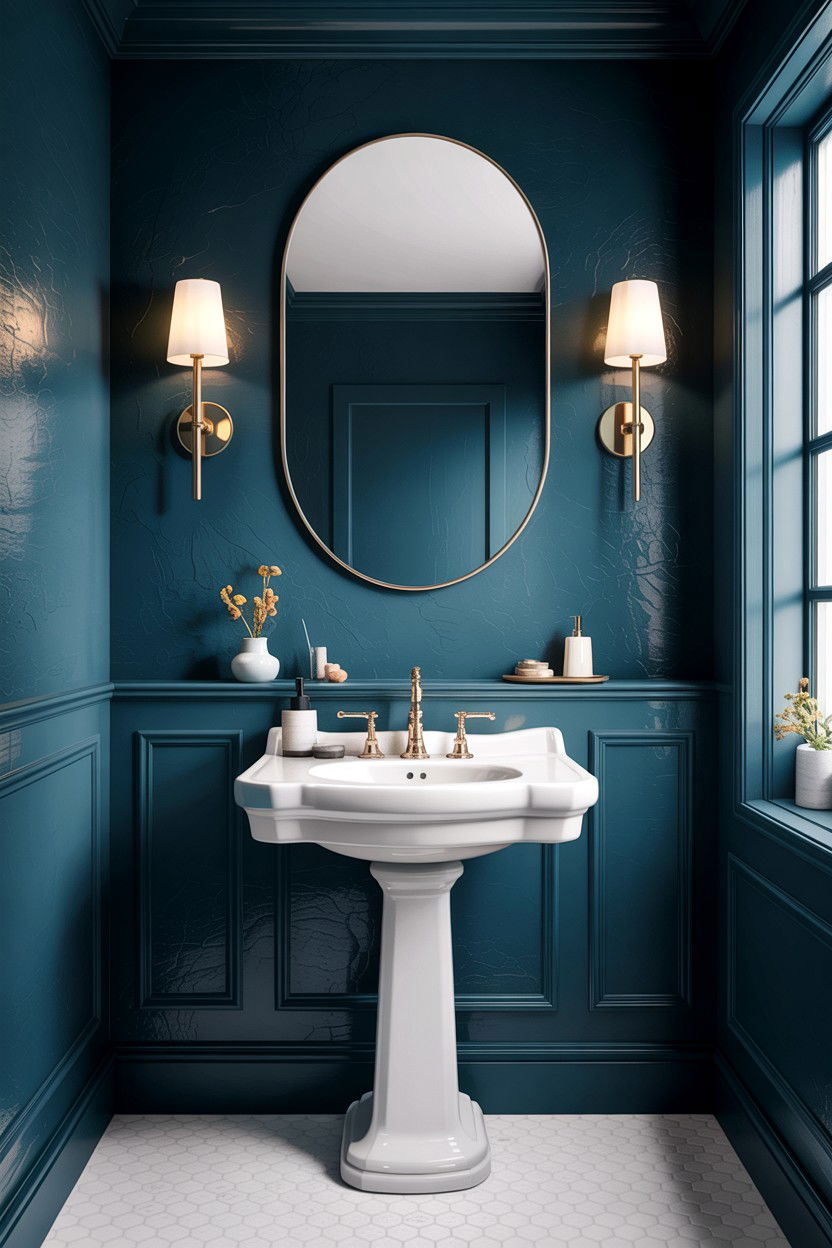 Dark paint bathroom - 30 bathroom accent wall ideas