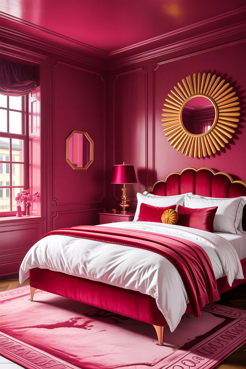 Dark pink bedroom - 30 bedroom pink walls