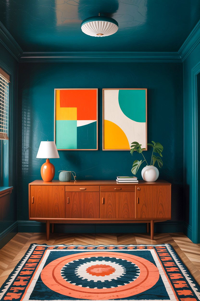 Dark teal ceiling - 30 living room dark ceiling ideas