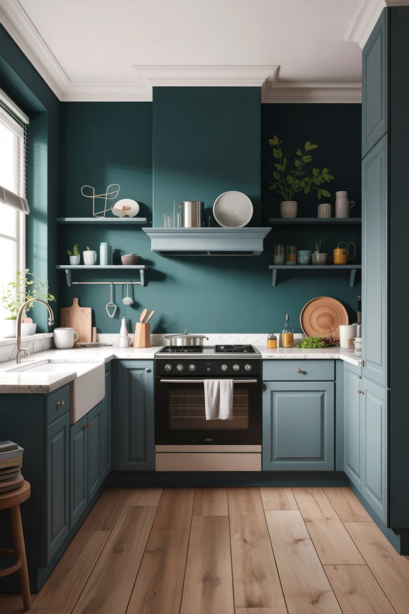 Dark teal kitchen walls - 30 teal kitchen design ideas