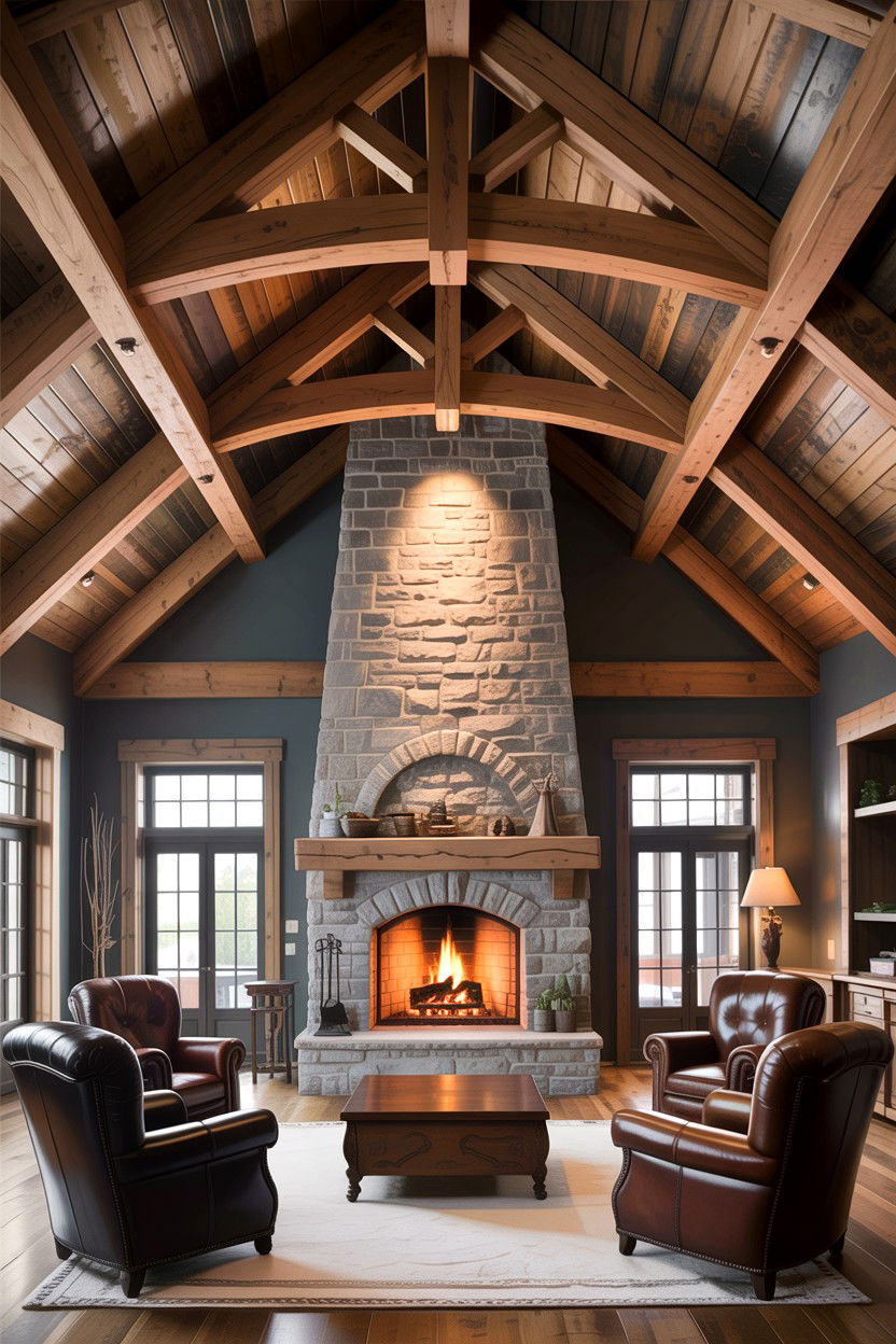 Dark vaulted timber ceiling - 30 living room dark ceiling ideas
