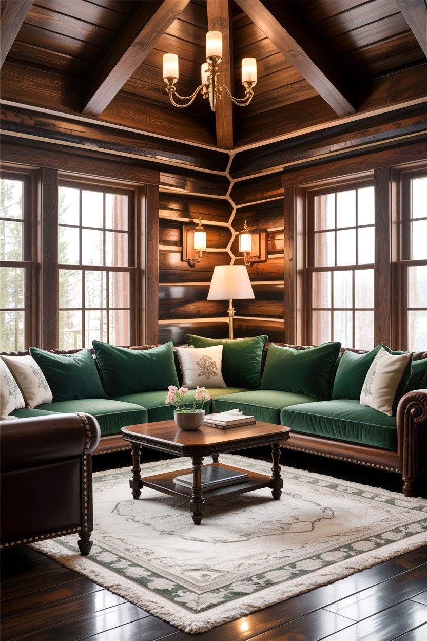 Dark wood cabin living room - 30 cabin living room ideas