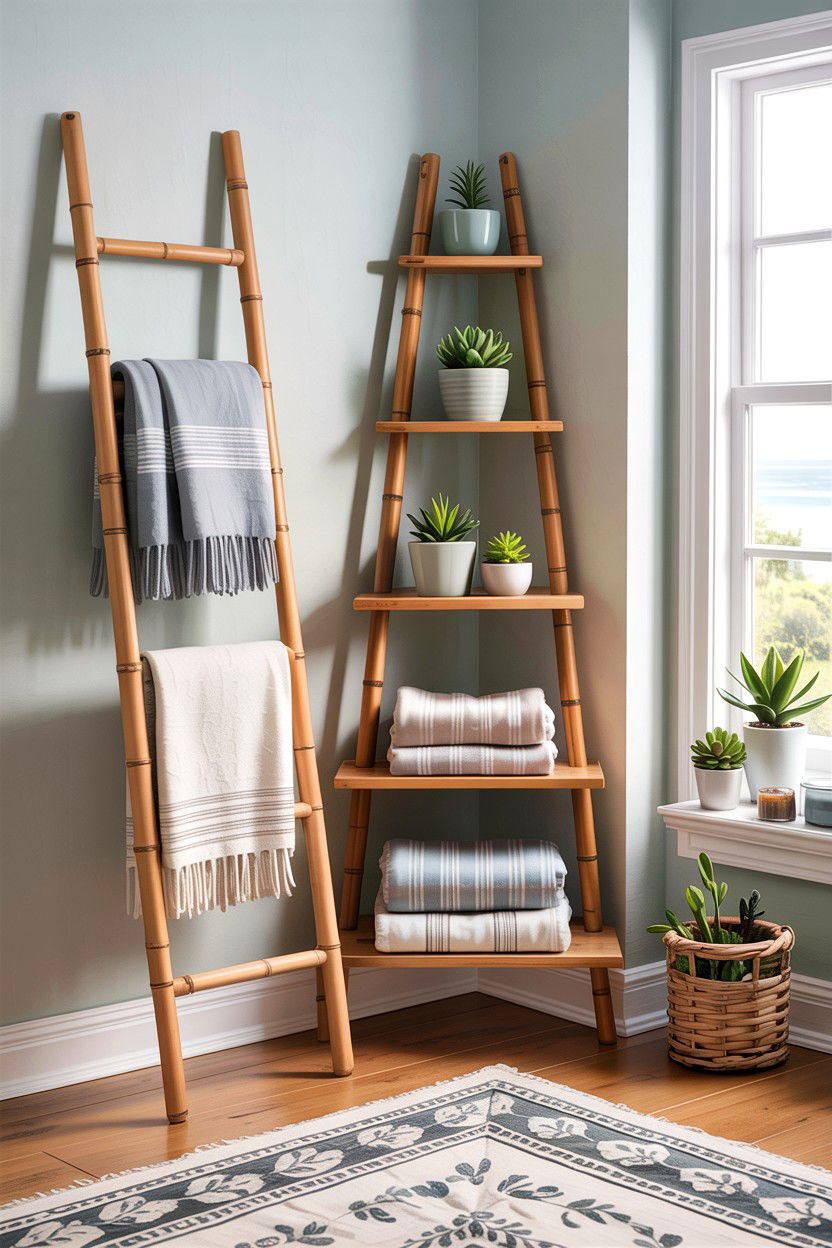Decorative Ladder Shelf - 30 bedroom corner ideas
