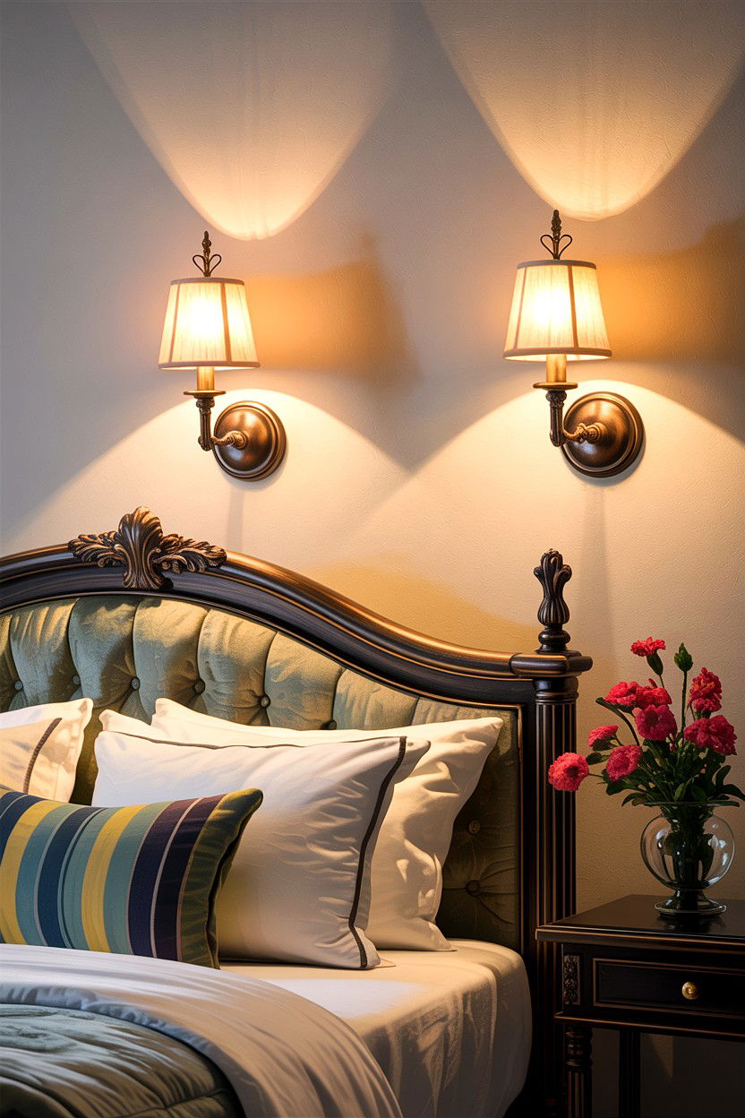 Decorative Wall Sconces - 30 French shabby chic bedroom ideas