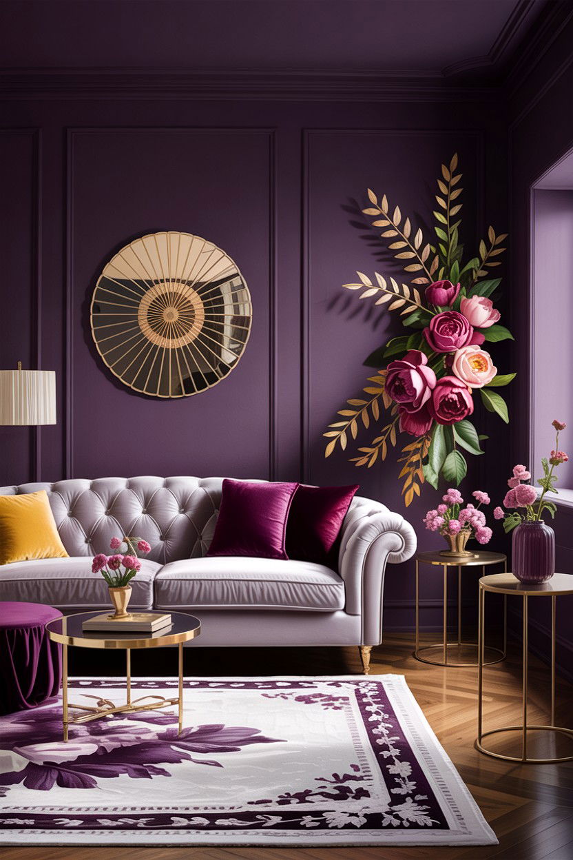 Deep plum living room - 30 dark living room ideas