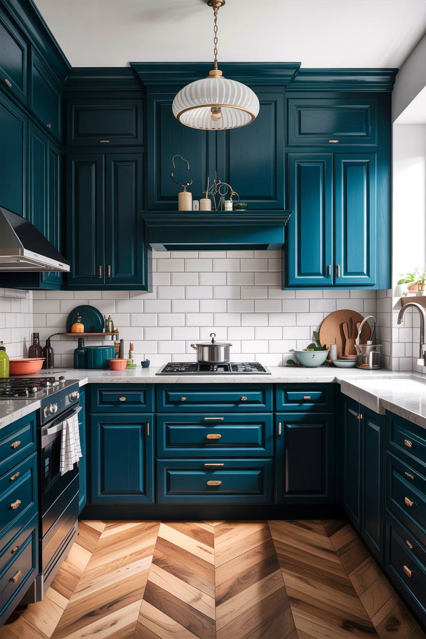 Deep teal kitchen cabinets - 30 teal kitchen design ideas