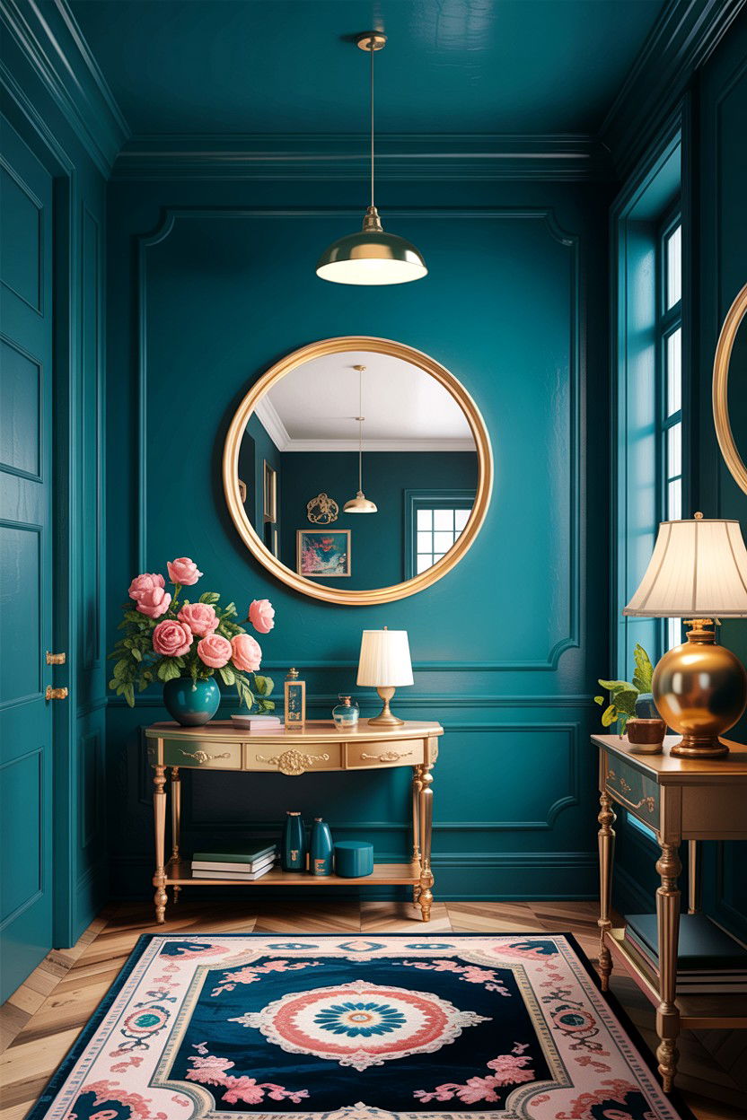 Deep teal paint colors - 30 traditional teal living room ideas