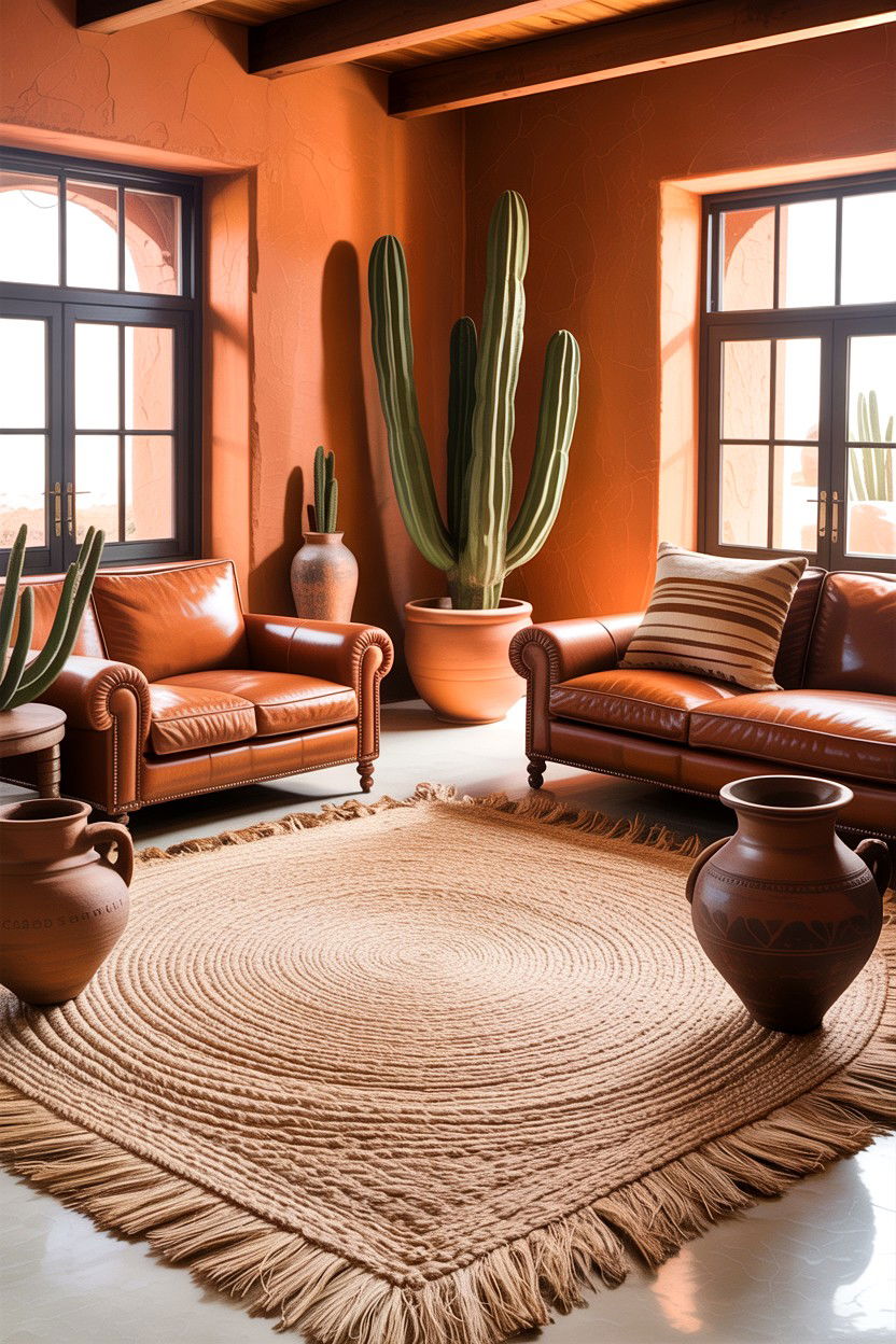 Desert Chic Living Room Sisal Rug - 30 handwoven living room ideas