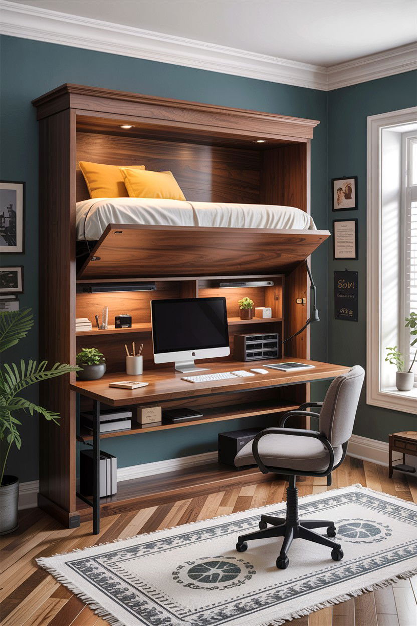 Desk Murphy Bed - 30 bedroom hidden bed ideas