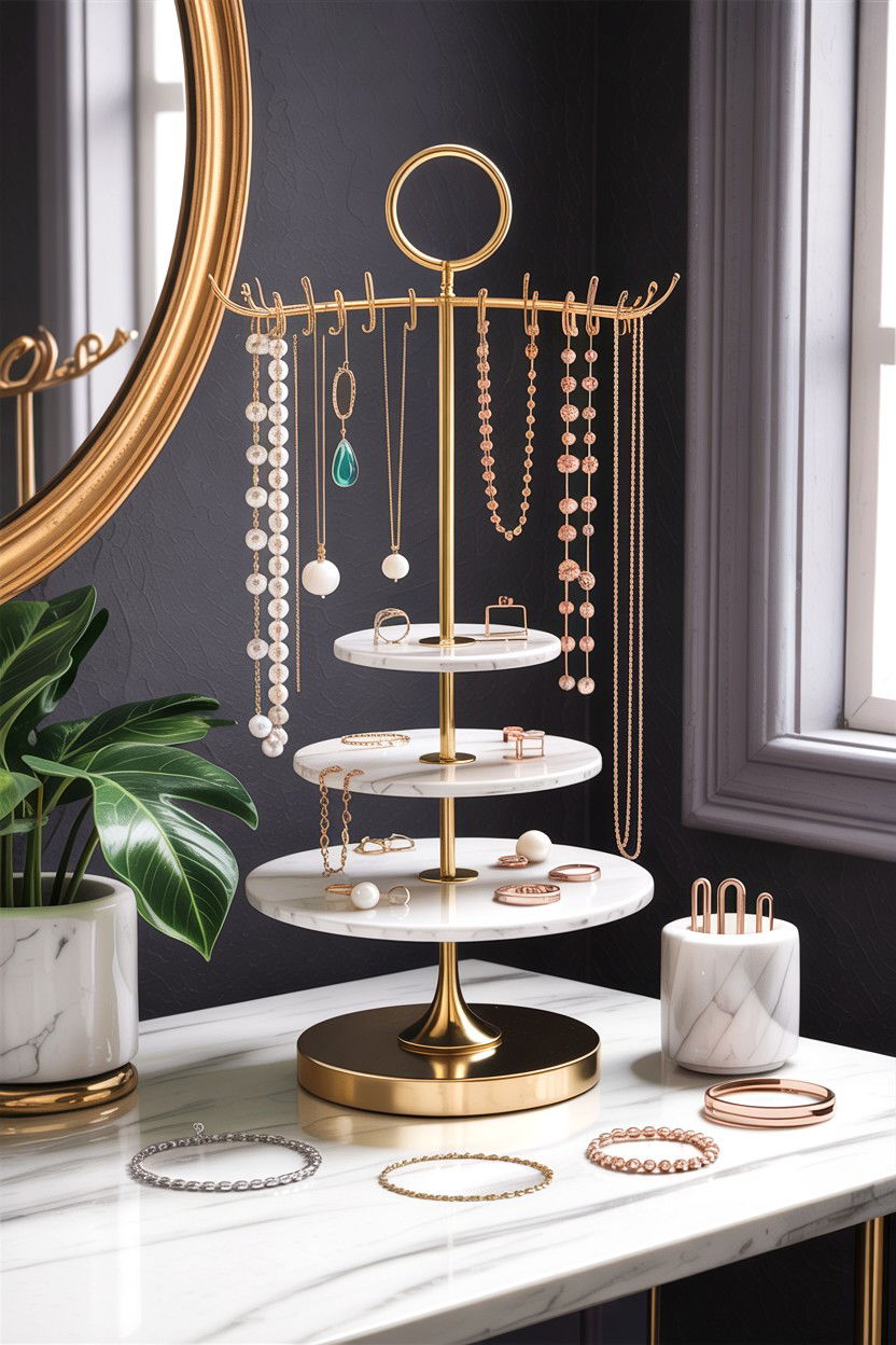 Desktop jewelry organizer - 30 bedroom organization ideas