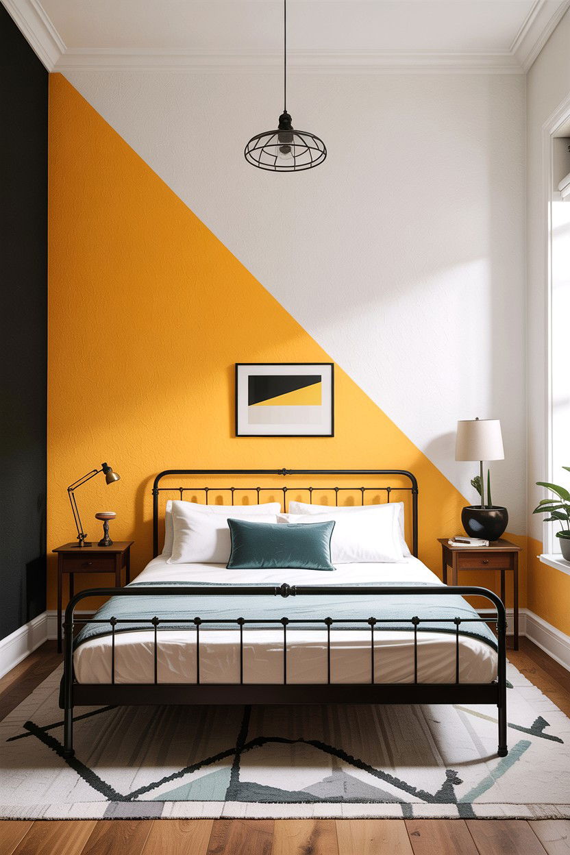 Diagonal split bedroom wall - 30 bedroom two tone walls
