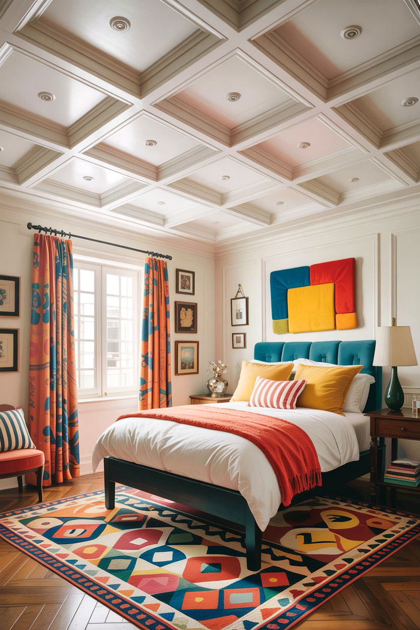 Diamond Pattern Ceiling - 30 bedroom coffered ceiling designs