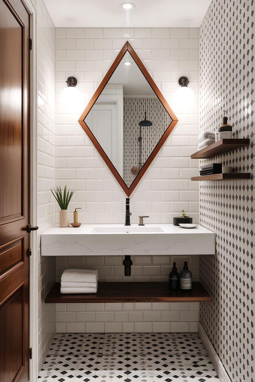 Diamond Shape Bathroom Mirror - 30 frameless bathroom mirror ideas
