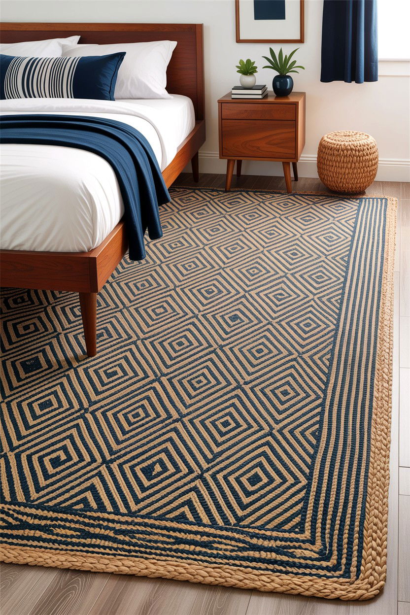 Diamond Weave Jute Rug - 30 bedroom jute rugs