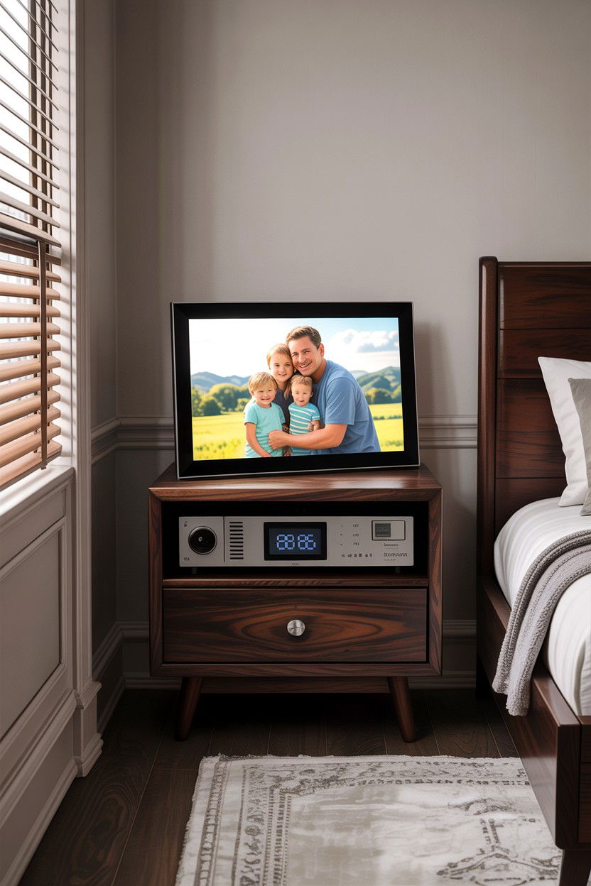 Digital Photo Frame Display - 30 bedroom memory wall ideas