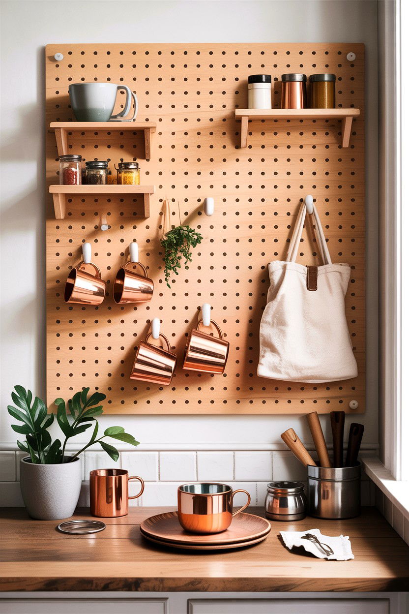 Dining Room Pegboard Organizer - 30 small dining room space storage ideas