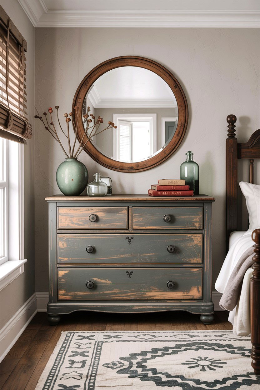 Distressed Bedroom Dresser - 30 farmhouse bedroom ideas