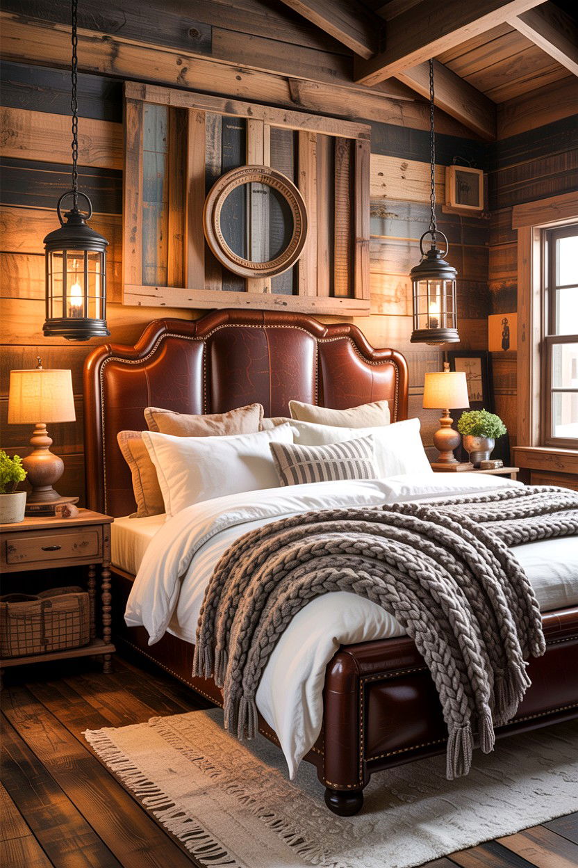 Distressed Brown Leather Headboard - 30 bedroom leather headboards