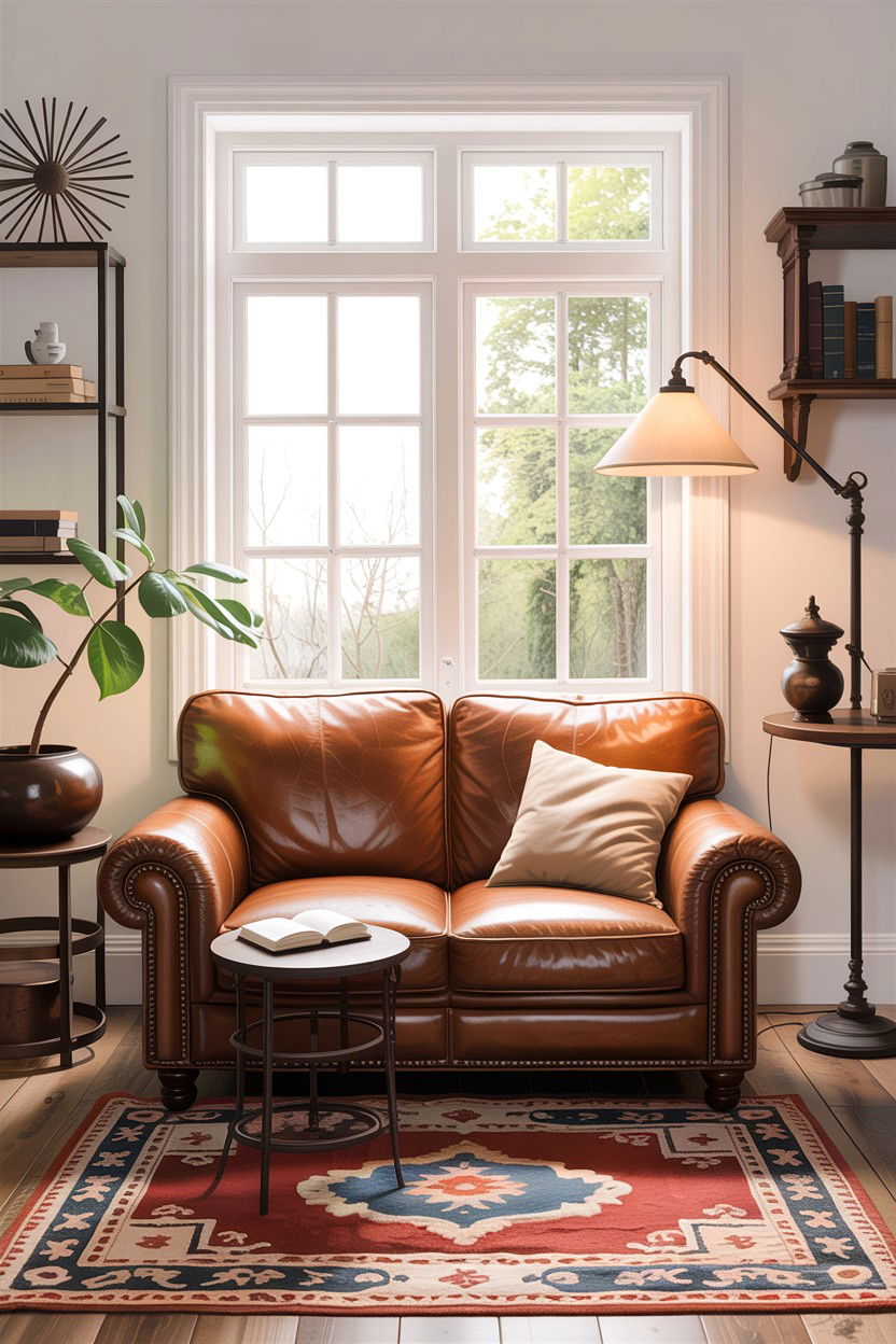 Distressed Brown Leather Loveseat - 30 living room Santa Fe furniture ideas