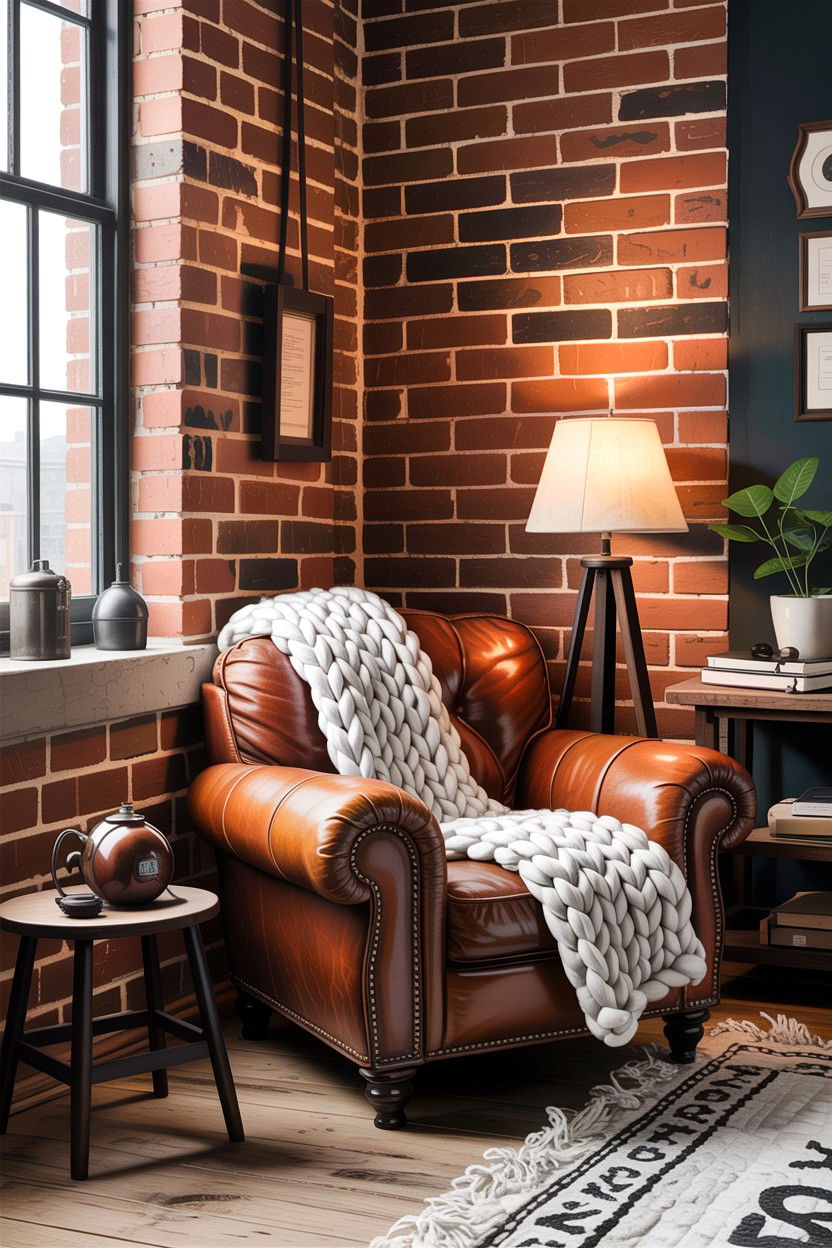 Distressed Leather Armchair - 30 leather bedroom ideas