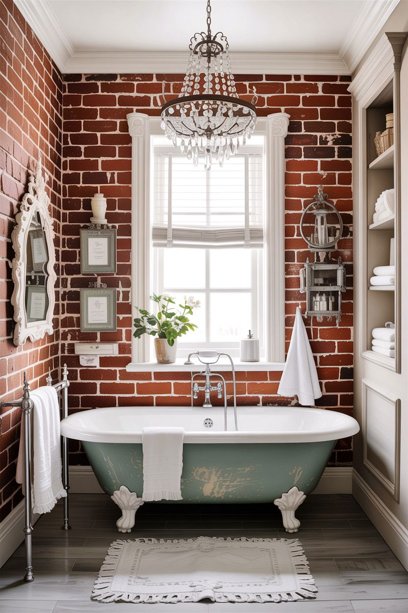 Distressed brick bathroom - 30 exposed brick bathroom ideas