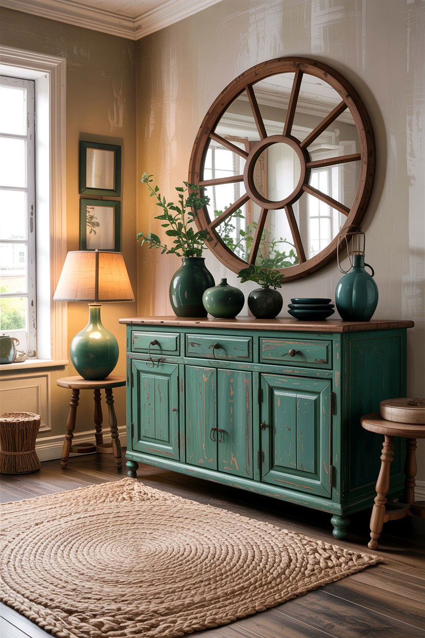 Distressed teal furniture room - 30 rustic teal living room ideas