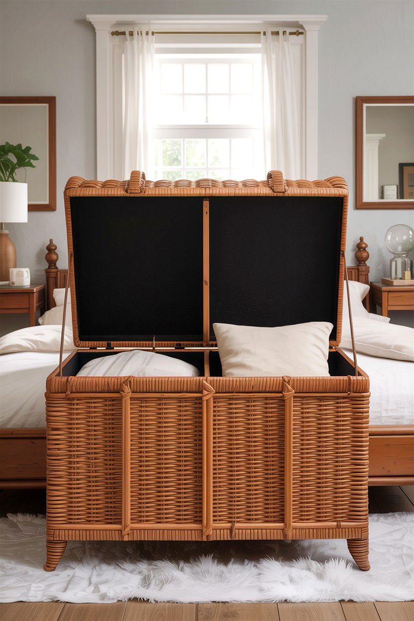 Divided Wicker Trunk - 30 bedroom laundry baskets