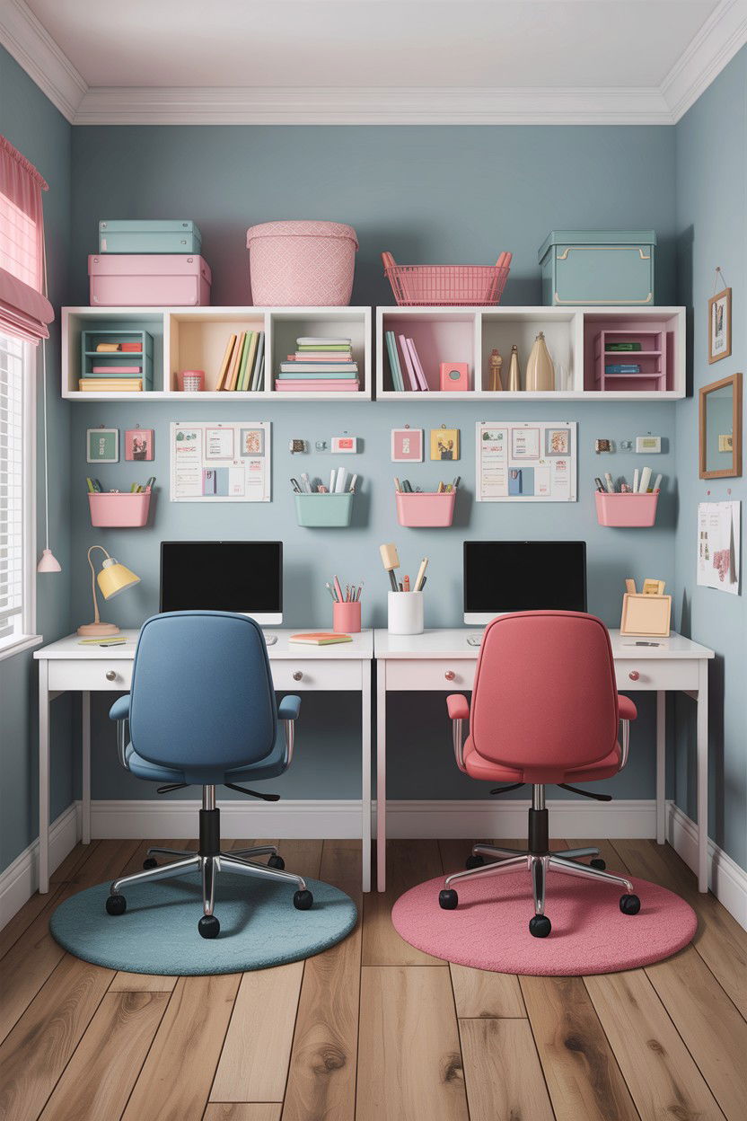Double Desk Shared Bedroom - 30 boy and girl shared bedroom ideas
