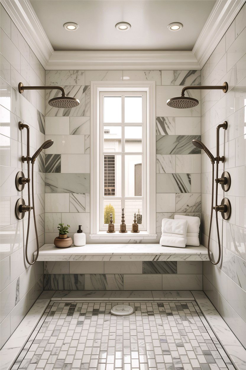 Double Shower Head Symmetrical - 30 bathroom balance ideas