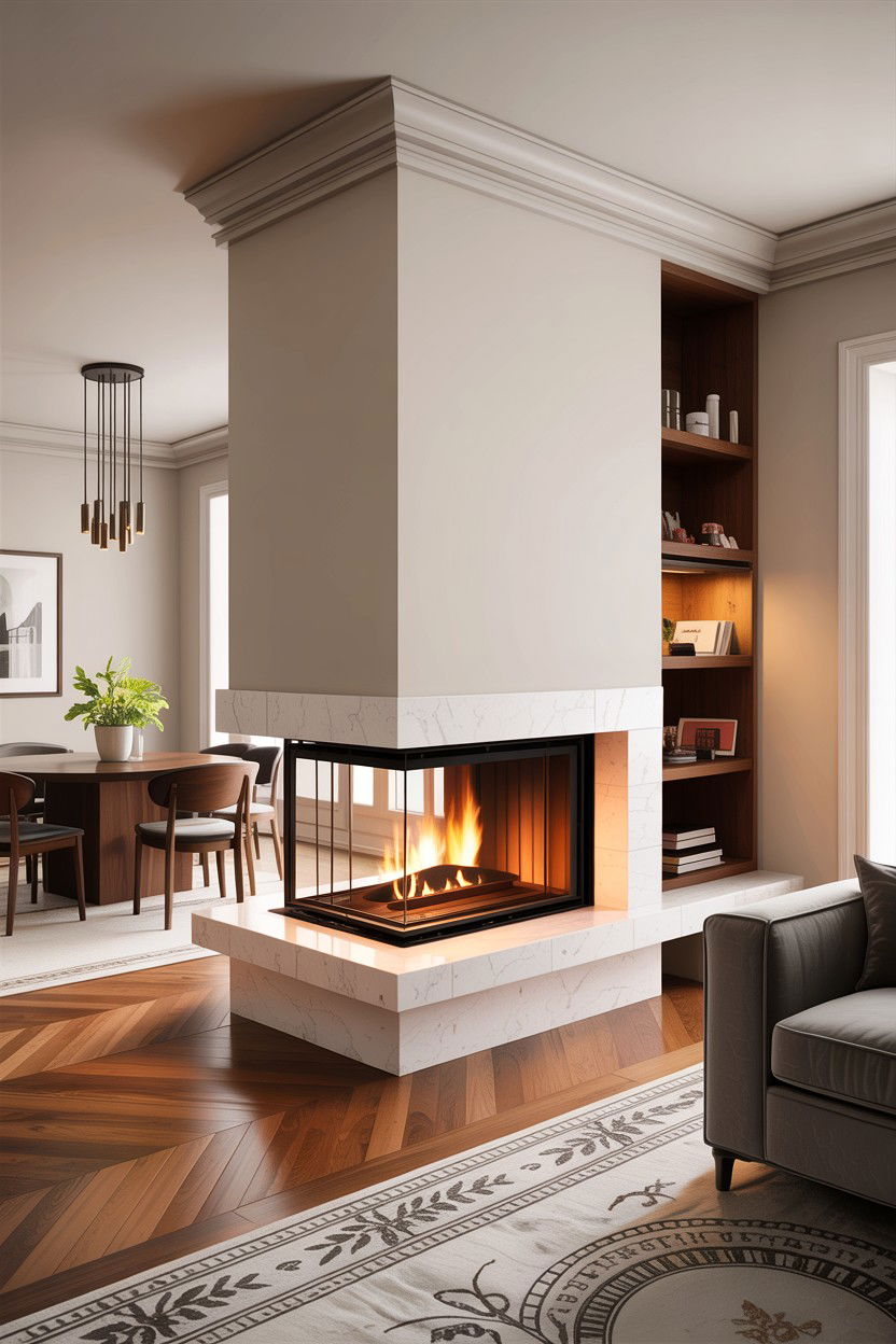 Double Sided Corner Fireplace - 30 living room corner fireplace ideas