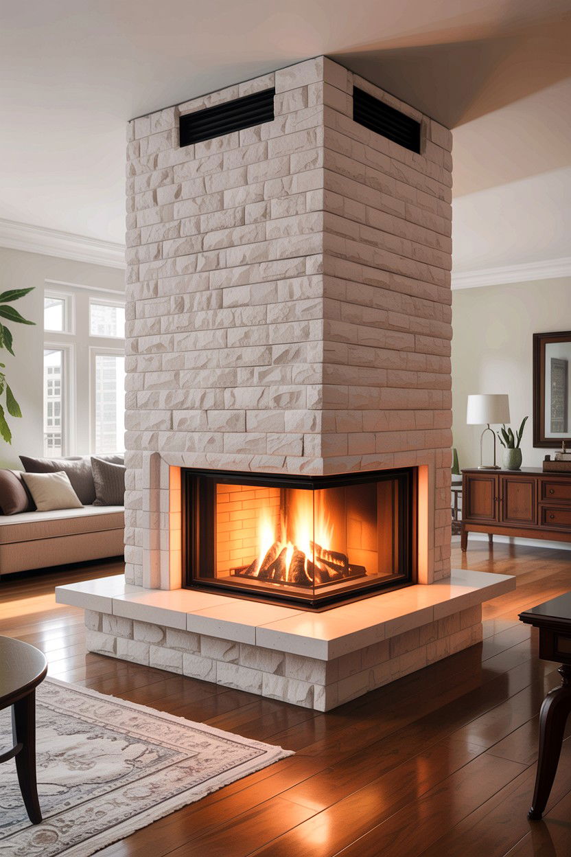 Double Sided Fireplace - 30 living room fireplace surround ideas
