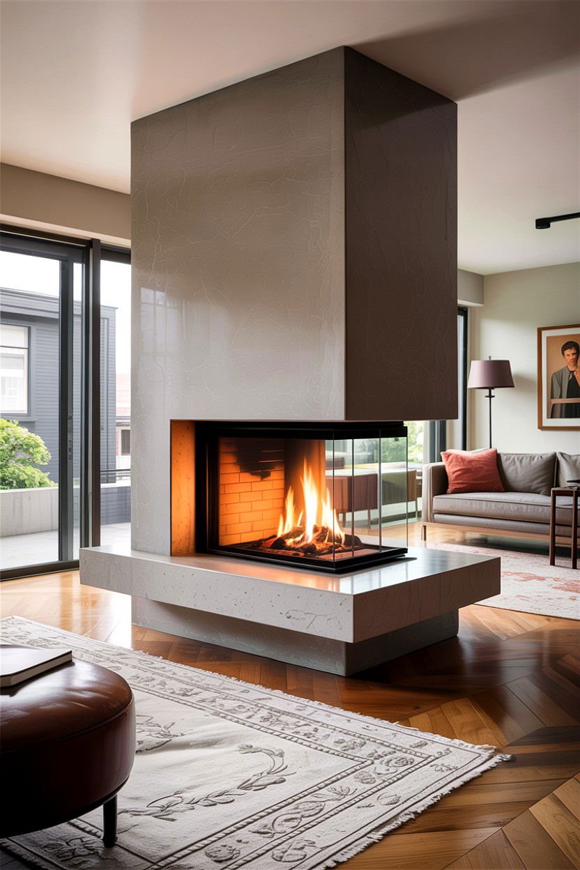 Double Sided Fireplace - 30 living room fireplace mantel ideas