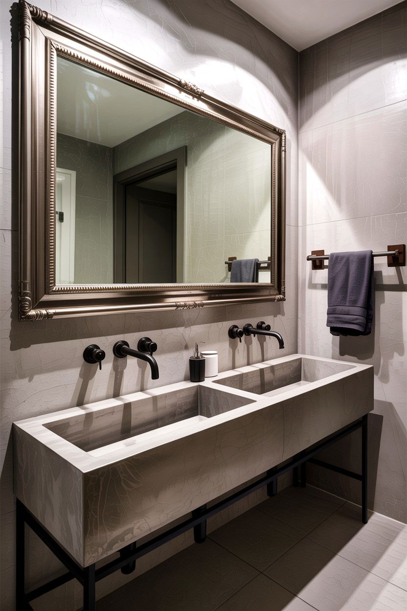 Double Trough Sink - 30 industrial bathroom ideas