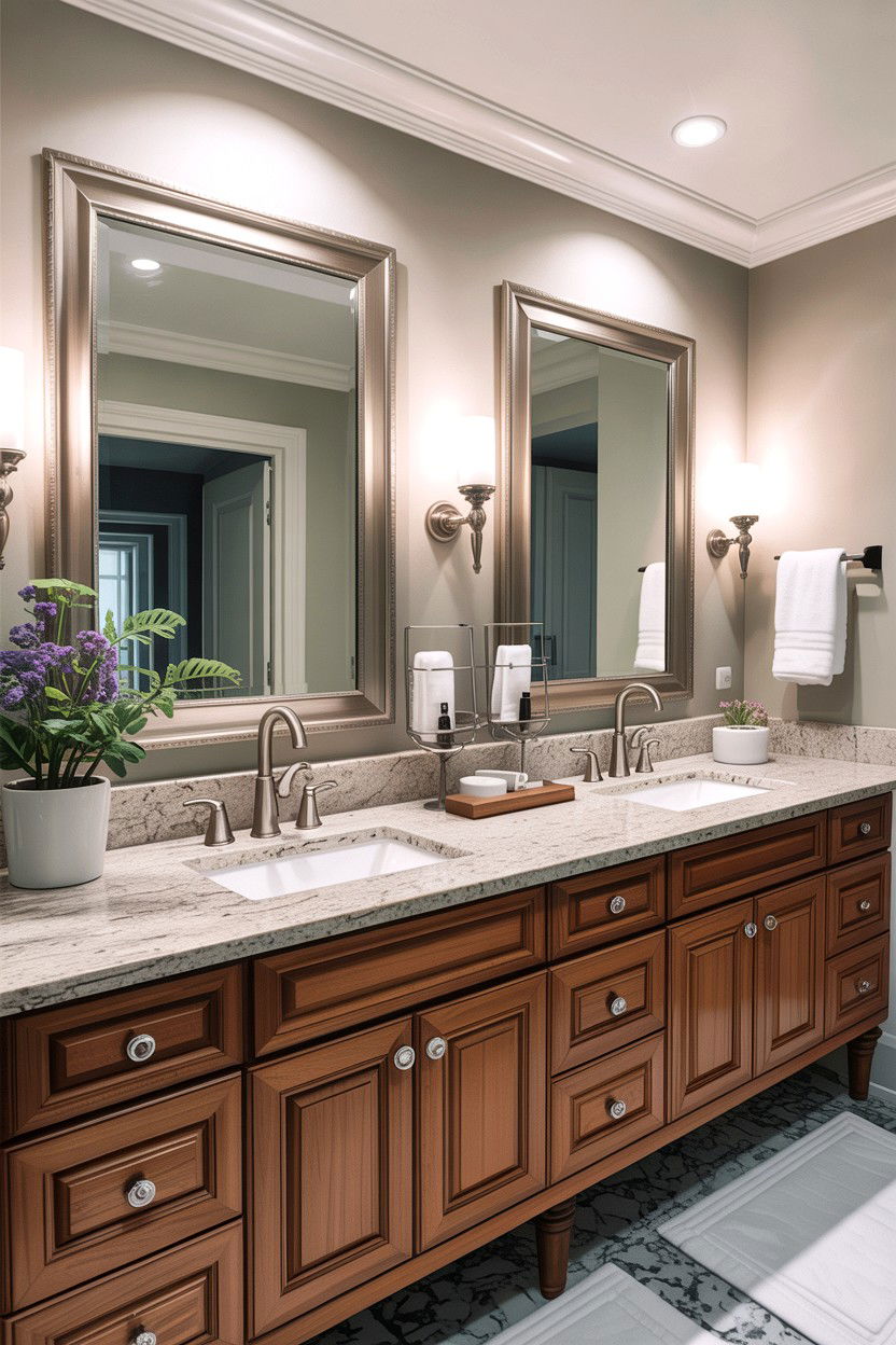 Double granite vanity - 30 granite bathroom ideas