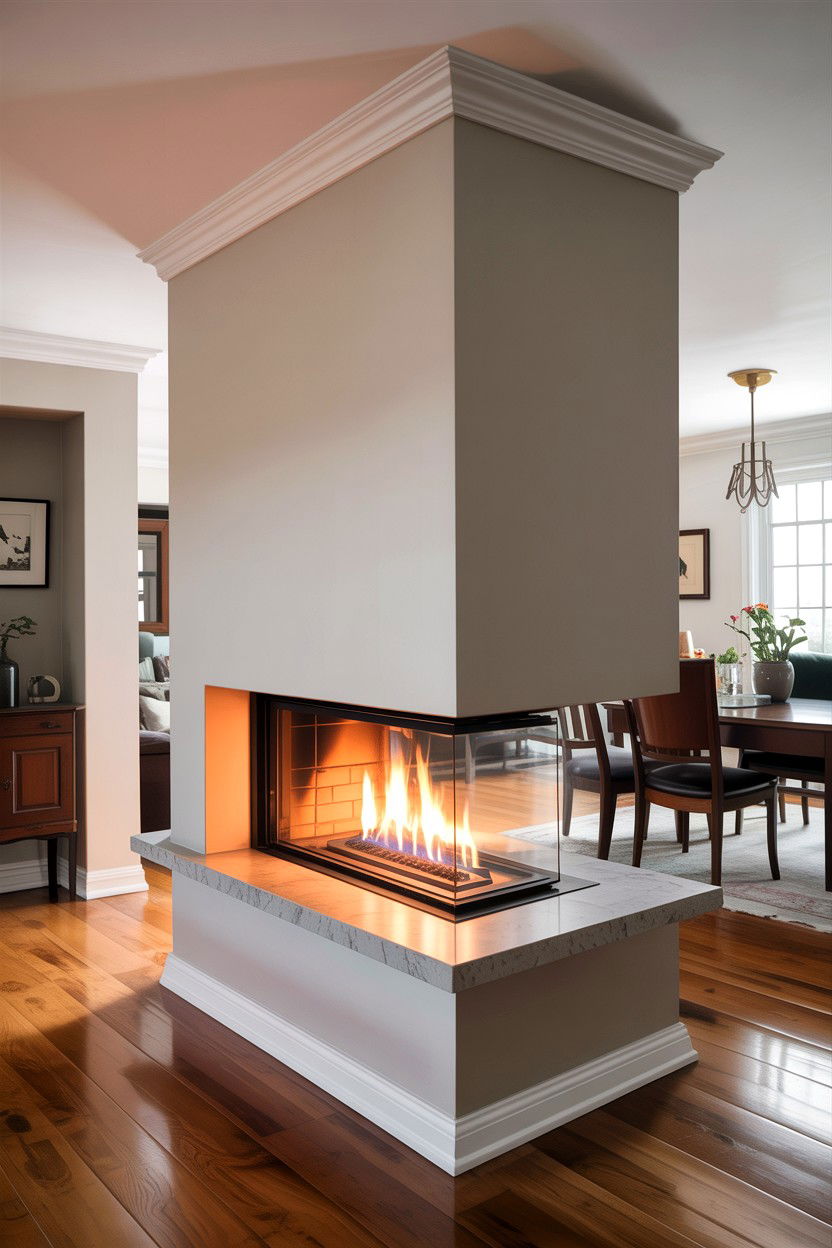 Double sided fireplace - 30 living room fireplace ideas