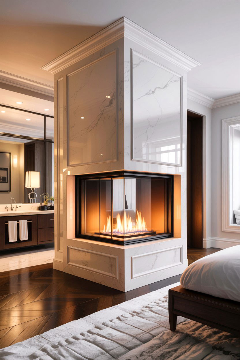 Double sided fireplace bedroom - 30 bedroom wood burning fireplace ideas