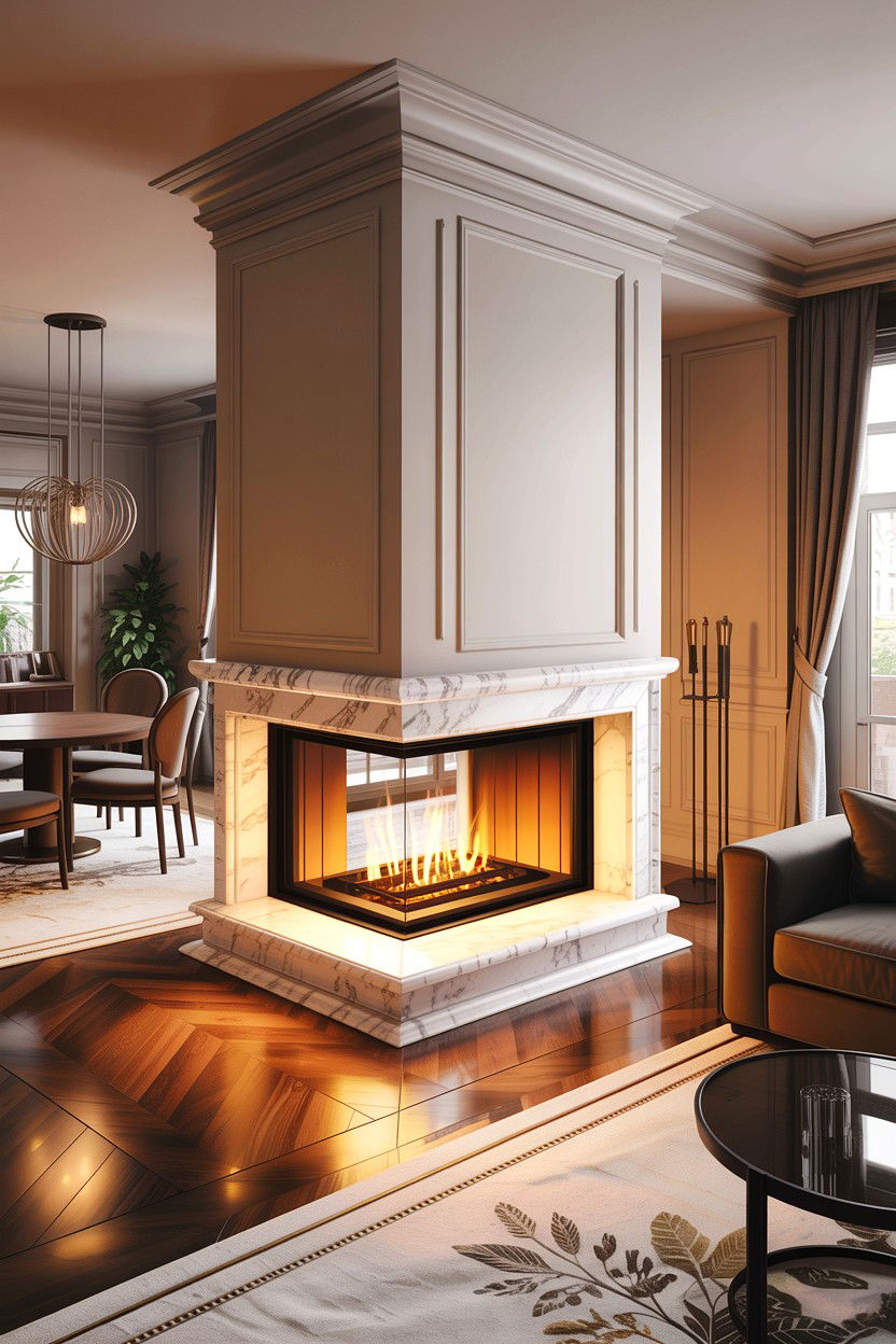 Double sided fireplace insert - 30 living room fireplace insert ideas