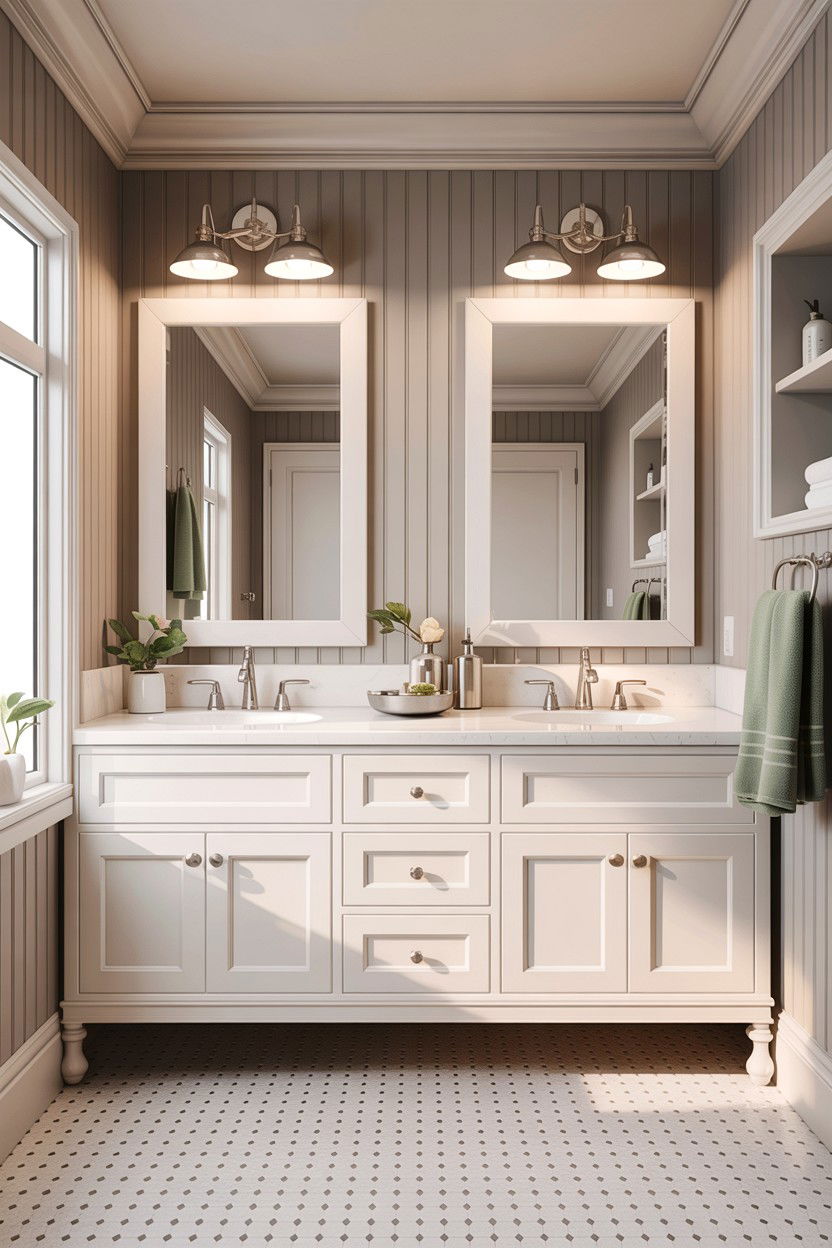 Double vanity bathroom beadboard - 30 bathroom beadboard ideas