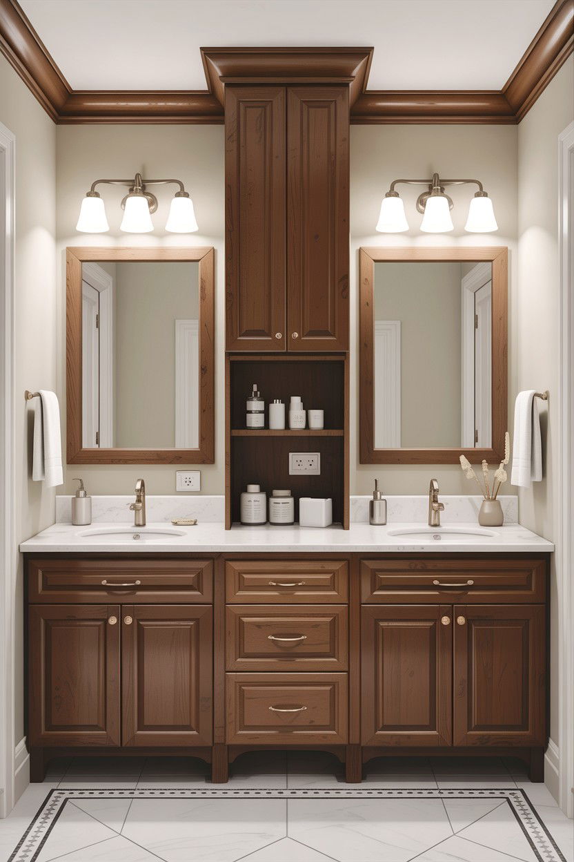 Double vanity storage closet - 30 bathroom closet ideas