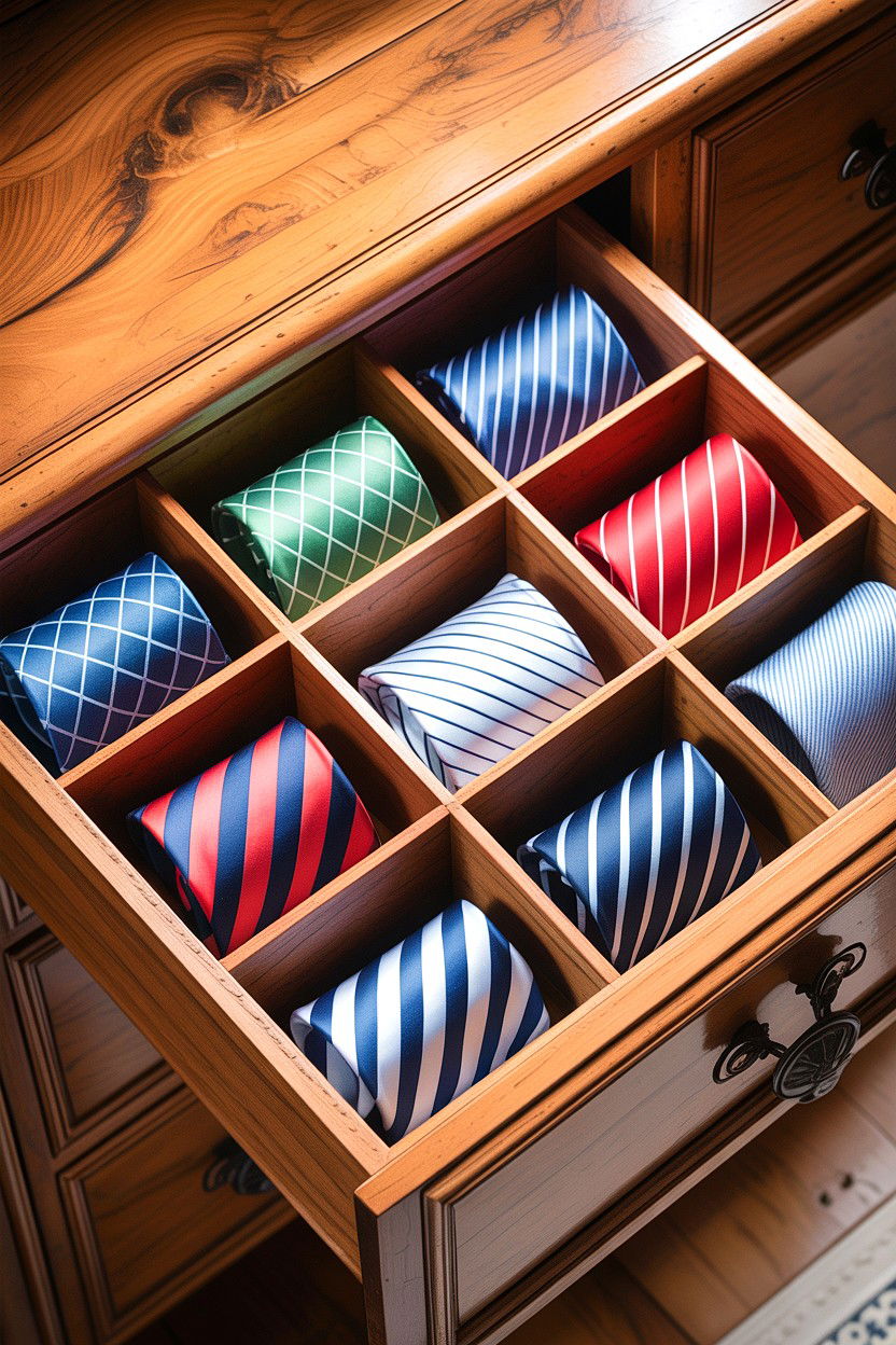 Drawer Tie Divider - 30 bedroom tie storage ideas