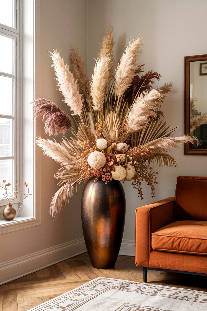 Dried Floral Arrangement - 30 handmade living room ideas