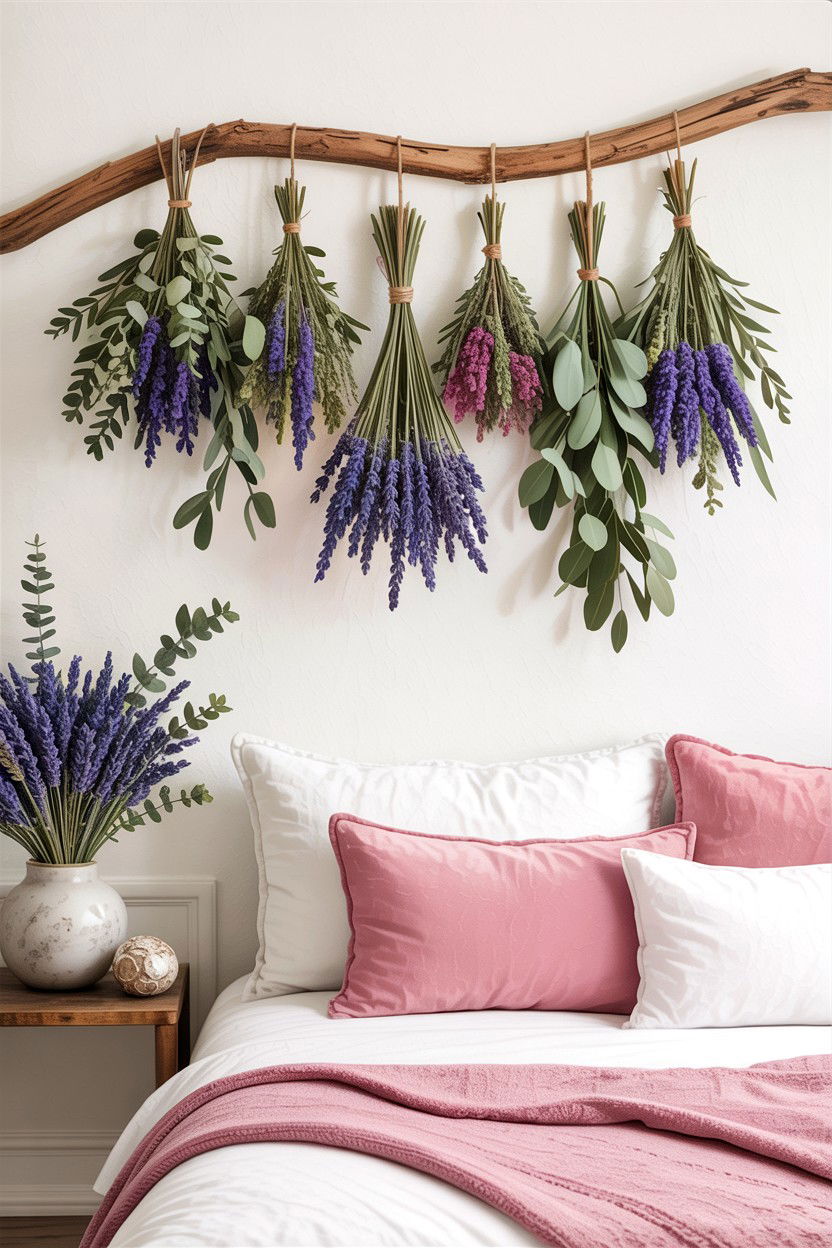 Dried Flower Wall Decor - 30 cottage core bedroom ideas