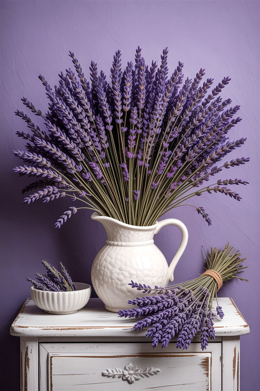 Dried Lavender Decor - 30 French shabby chic bedroom ideas